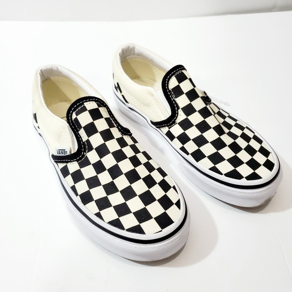 girls checkered slip on vans
